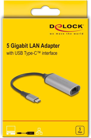 DeLock 81570 USB-C Network Adapter for Wired Connection Ethernet