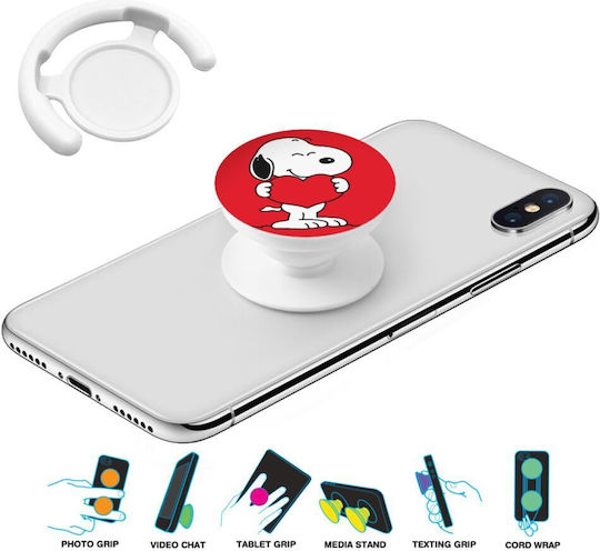Snoopy Take My Heart Phone Holders Stand White Mobile Hand Grip Base