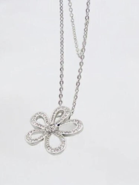 Sharks Bay Clothing Charm mit Design Blume aus Stahl mit Zirkon