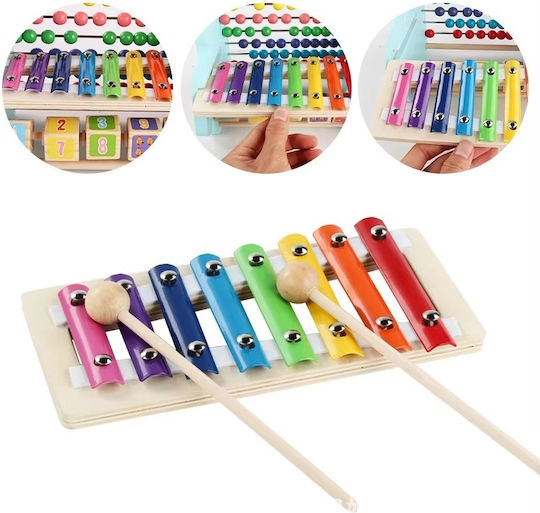 Cuburi de Măsurare Xilofon Învățare Lemn Copii 2 Ani și Peste 21x19x22cm Multicolor