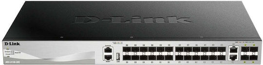 D-Link DGS-3130-30PS/E Gestionat L3 PoE+ Switch cu 24 Porturi Gigabit (1Gbps) Ethernet și 4 Porturi SFP