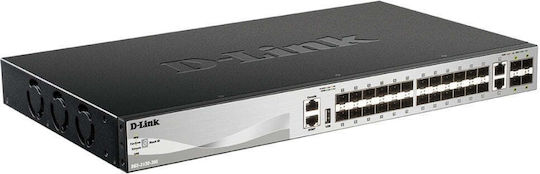 D-Link DGS-3130-30PS/E Gestionat L3 PoE+ Switch cu 24 Porturi Gigabit (1Gbps) Ethernet și 4 Porturi SFP