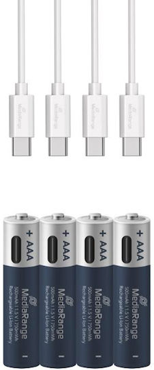 MediaRange Επαναφορτιζόμενες Μπαταρίες AAA Li-ion 500mAh 1.5V 4τμχ