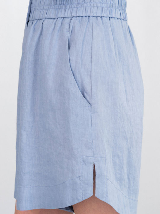 Damen Bermuda Leinen Light Blue
