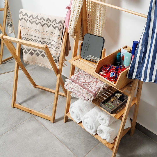 Estia Essentials Boden Badezimmerregal Bamboo mit 3 Regalböden 50x30x152cm Weiß
