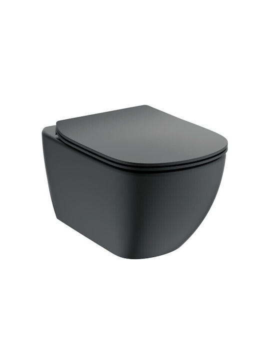 Ideal Standard Aquablade Монтирана на стена тоалетна с тоалетна чиния Черен