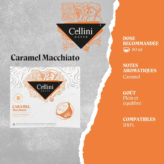 Cellini Kapseln Espresso Karamell Kompatibel mit Maschine Dolce Gusto 30Mützen