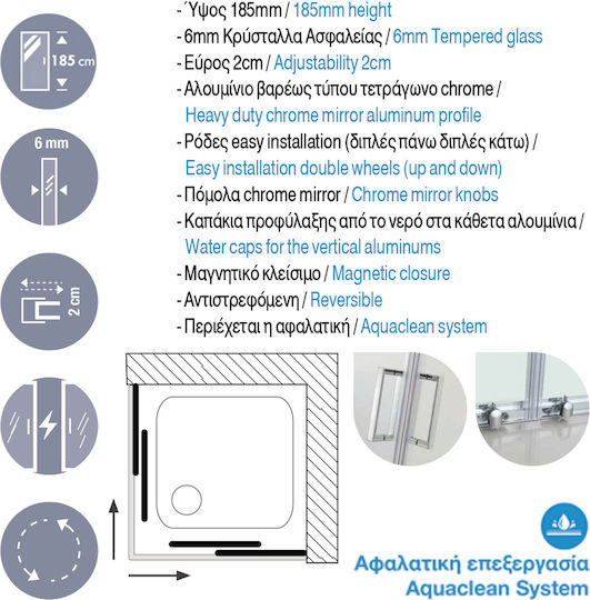Aquarelle Venia 10 Καμπίνα Ντουζιέρας με Συρόμενη Πόρτα Aquarelle Venia 10 Καμπίνα Ντουζιέρας με Συρόμενη Πόρτα