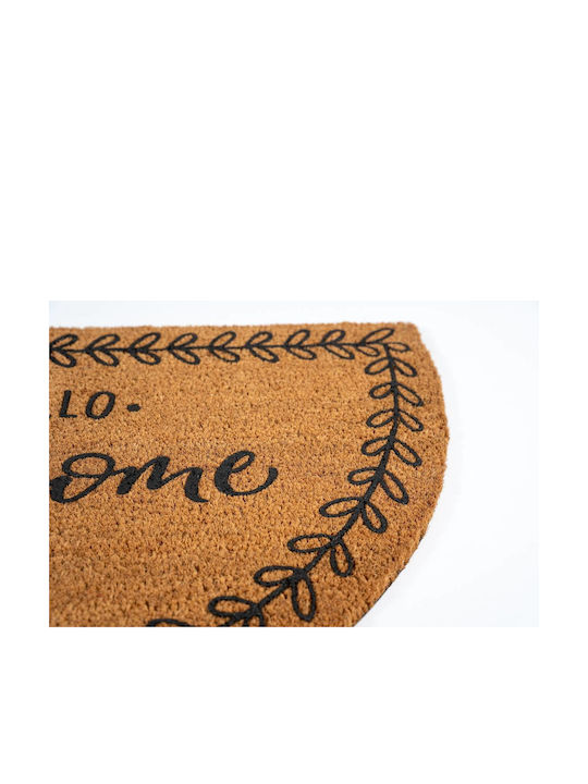 Sdim Semi-Circular Entrance Mat Coir Non-Slip Backing Finesse 475 Flower Hello Welcome 45x75cm