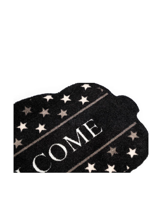 Sdim Oval Entrance Mat Carpet Non-Slip Backing Prestige Shape 010 Welcome Stars Black 50x75cm