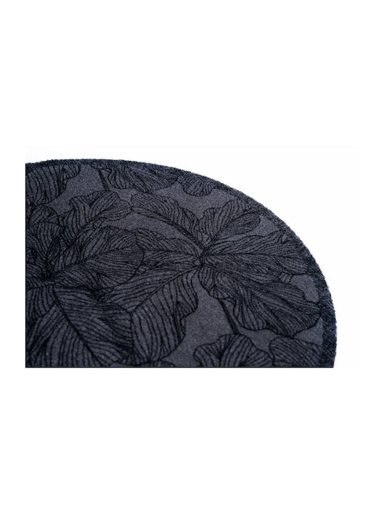 Sdim Round Kitchen Mat Non-Slip Underlay Universal 115 Floral Anthra Ø100cm