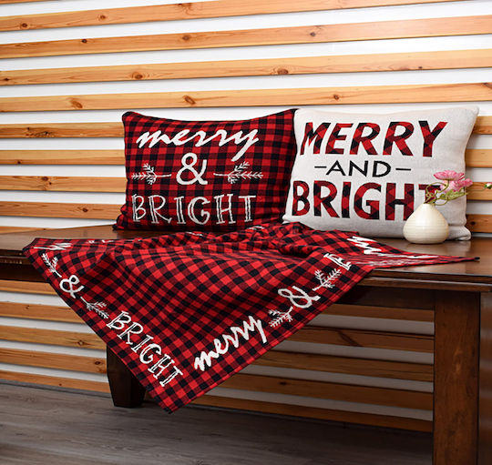 Χριστουγεννιάτικη Τραβέρσα Merry & Bright Red Multi 100% Cotton Knitted 45×150 Liolios Home