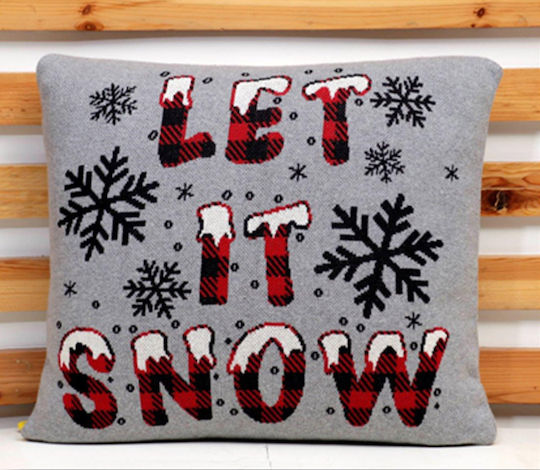 Χριστουγεννιάτικη Τραβέρσα Let It Snow 100% Cotton Knitted 45×150 Liolios Home