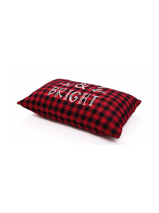 Christmas Runner Merry & Bright Red Multi 100% Cotton Knitted 45×150 Liolios Home