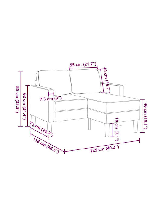 Colțar Canapea Gri Închis 125x118x85cm