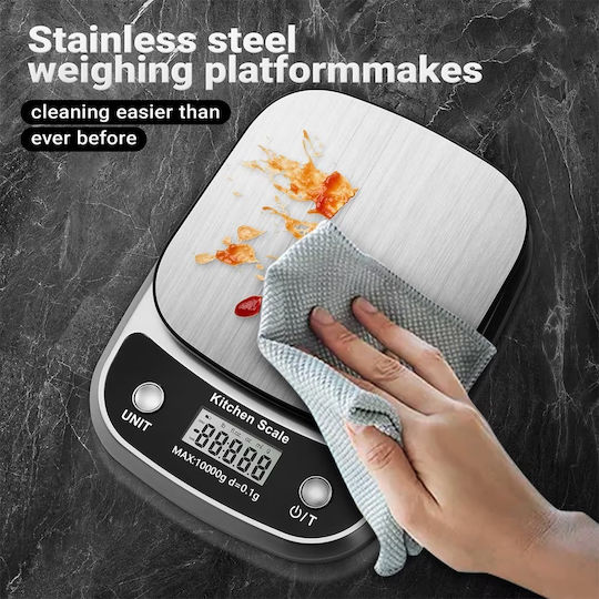 Digital Kitchen Scale Up To 10kg Silver
