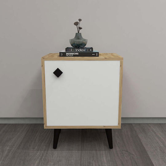 Κομοδίνο Hastikoz Ξύλινο Λευκό 45x35x65cm