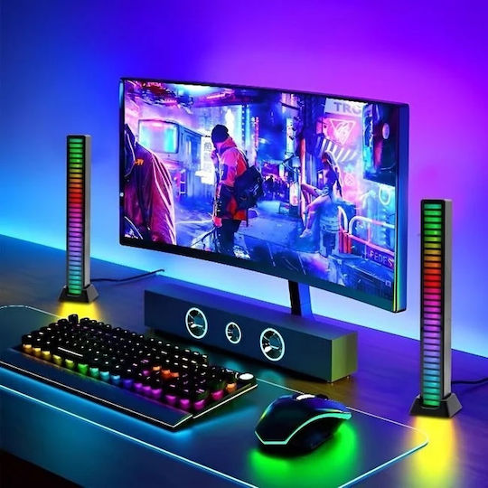 Lămpi de Gaming Bar cu 32 LED-uri Reactive la Sunet 18.5x2.4x2cm Lămpi de Gaming Bar cu 32 LED-uri Reactive la Sunet 18.5x2.4x2cm
