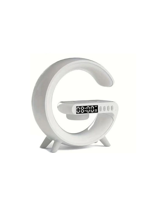 Smarte LED-Lampe RGB RGB LED Bluetooth-Lautsprecher Ladegerät 15W Mobile Uhr Klangmaschine 15x15x5,5cm Weiß