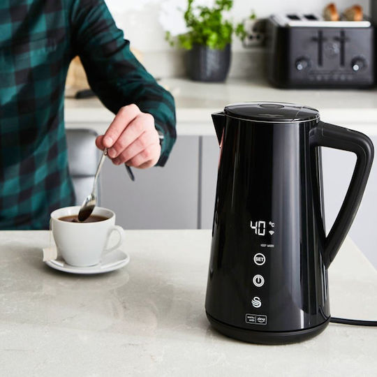 Swan Ретро Електрическа Кана 1.5л 1800W Черна