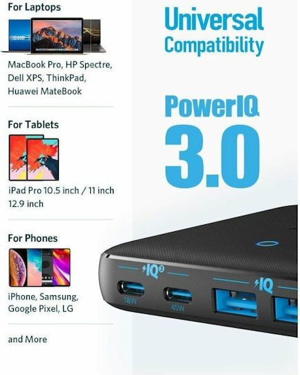 Anker Charging Station with 2 USB-A Ports and 2 USB-C Ports 65W Power Delivery in Black Color (Powerport Atom Iii)