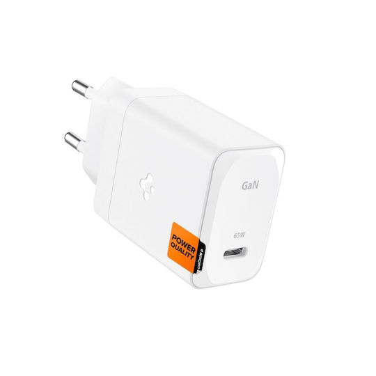 Spigen Charger GaN with USB-C Port and Cable USB-C - USB-C 65W Power Delivery Whites (Arcstation Pro GaN-651)