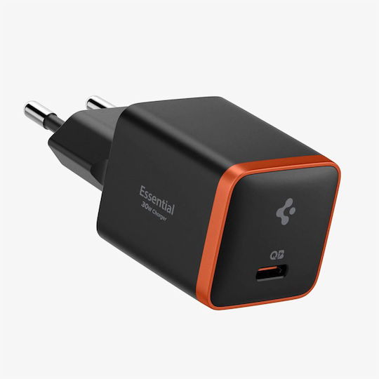 Spigen Charger Without Cable With USB-C Port 30W Quick Charge 3.0 Black (ArcStation Essential)