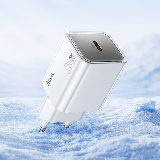 Hoco Φορτιστής Χωρίς Καλώδιο GaN με Θύρα USB-C 30W Power Delivery Λευκός (N47)
