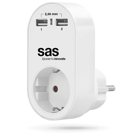 SAS Ladegerät ohne Kabel mit 2 USB-A Anschlüsse Grüns (Go Multi)