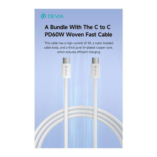Devia Charger with USB-C Port and Cable USB-C - USB-C 30W Power Delivery White (RCE-3005CL)