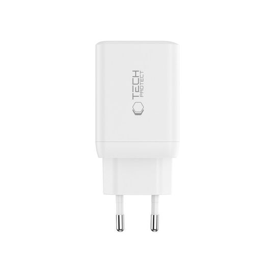 Tech-Protect Charger GaN with 2 USB-C Ports and Cable USB-C - USB-C 45W Whites (NC45W)