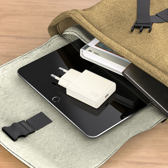 Hoco Φορτιστής Χωρίς Καλώδιο GaN με Θύρα USB-C 30W Power Delivery Λευκός (N44)