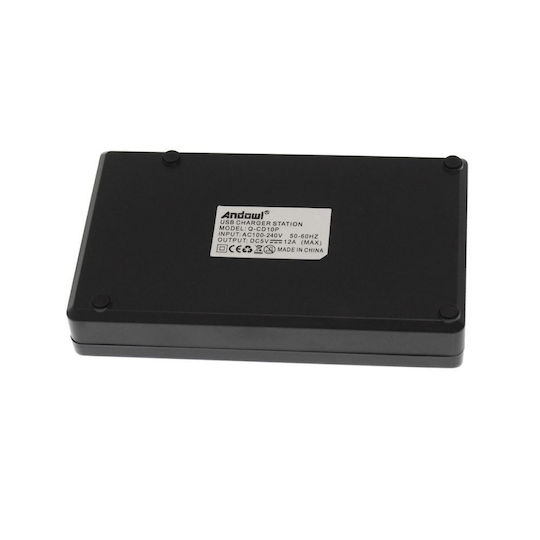 Andowl Βάση Φόρτισης με 10 Θύρες USB-A 60W σε Μαύρο χρώμα (Q-CD10P)