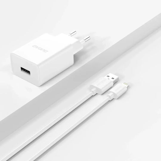 Dudao с USB-A порт и кабел Lightning Бял (A4EU)