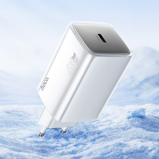 Hoco Φορτιστής Χωρίς Καλώδιο GaN με Θύρα USB-C 65W Power Delivery Λευκός (N48)