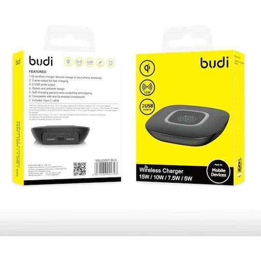 Budi Φορτιστής Magsafe 15W Μαύρος (2000T)