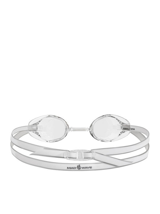 Mad Wave Racer Swimming Goggles Adults with Anti-fog Lenses White