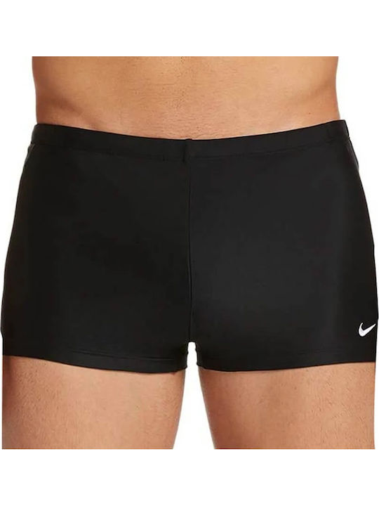 Solid Squareleg Swim Boxers Men's Swimwear Shorts Black