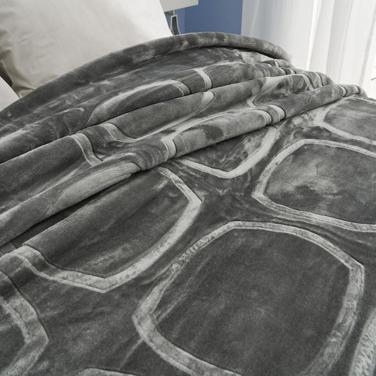 Charalambidis Textiles Κουβέρτα Ισπανίας Βελουτέ Μονή 160x220εκ. Γκρι Σκούρο