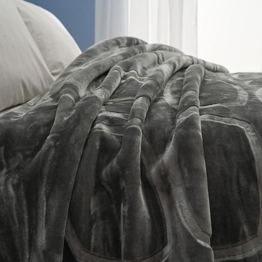 Charalambidis Textiles Κουβέρτα Ισπανίας Βελουτέ Μονή 160x220εκ. Γκρι Σκούρο