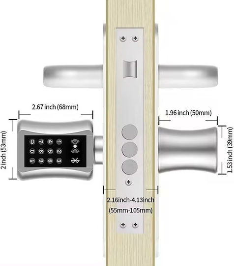 Ηλεκτρονική Κλειδαριά με Σύνδεση Wi-Fi και Bluetooth Ασημί