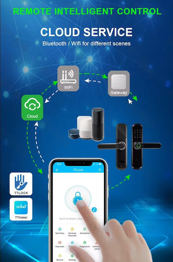 Ηλεκτρονική Κλειδαριά με Σύνδεση Wi-Fi και Bluetooth Ασημί