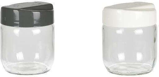 Excellent Houseware Set 2 Bucăți Vaze pentru Zahăr / Cafea cu Capac Sticlă Transparentă 425ml 2 Bucăți