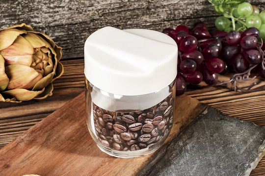 Excellent Houseware Set 2 Bucăți Vaze pentru Zahăr / Cafea cu Capac Sticlă Transparentă 425ml 2 Bucăți