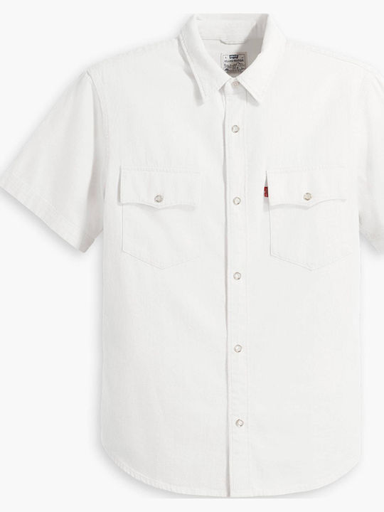Western Short-sleeved Cotton Shirt White