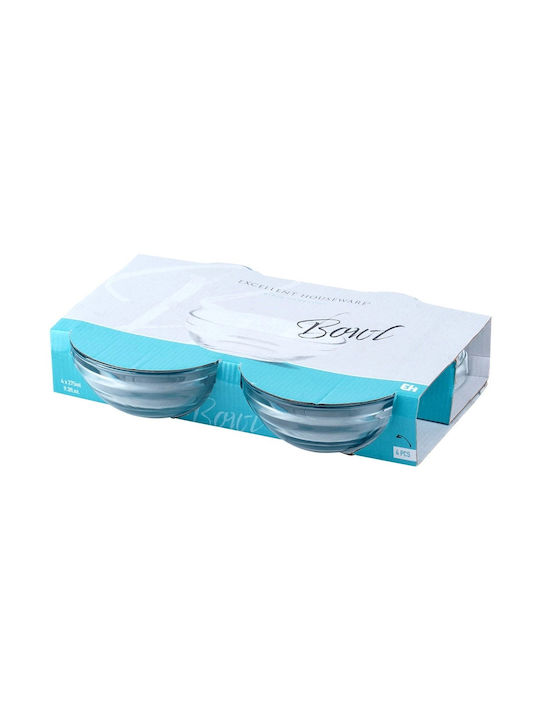 Excellent Houseware Μπωλ Σερβιρίσματος Παγωτού Στρογγυλό Γυάλινο Διάφανο με Διάμετρο 12εκ. 4τμχ