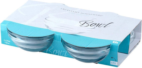 Excellent Houseware Bol de Servire pentru Înghețată Rotund Sticlă Transparent cu Diametru 12buc 4buc