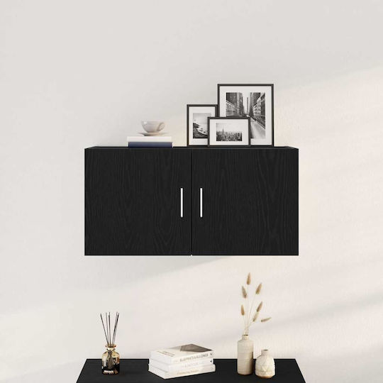 Hängeschrank fürs Wohnzimmer aus Spanplatte Schwarz Eiche 80x39x40 cm