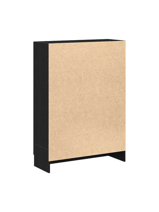 Floor Standing Living Room Display Cabinet made of Particle Board with Windowed Black 82.5x30.5x115cm