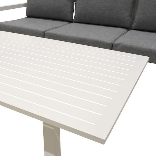 Santiago Outdoor Living Room Set 4 Pieces White with Pillows